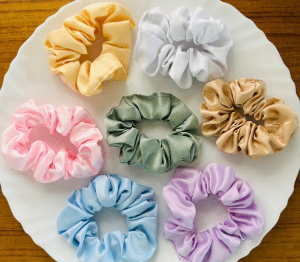 Medium Satin Pastel Shade Scrunchies