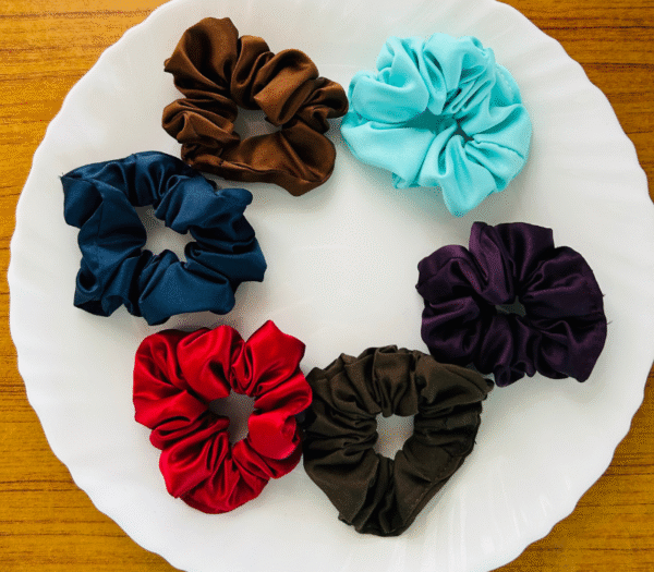 Medium Satin Dark Shade Scrunchies
