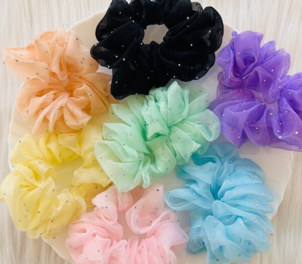 Big - Glittery Organza Scrunchies