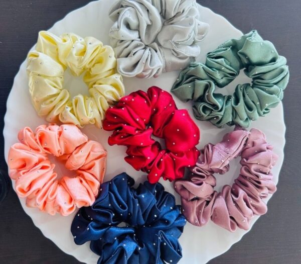 Big Size Glittering Satin Scrunchies