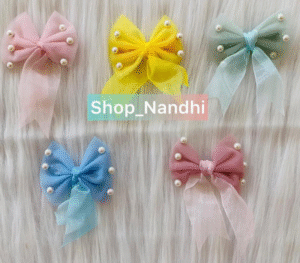 Kids Pearl Net Hair Bow Pins