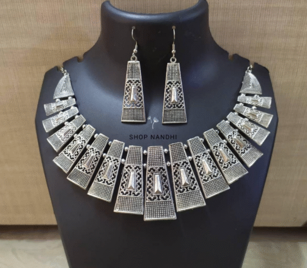 Oxidized Necklace Set with Earrings