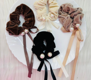 Velvet Pearl Tassel Hair Tie