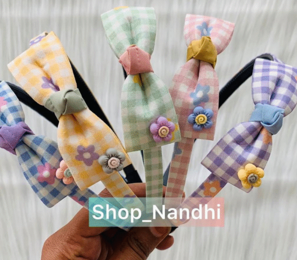 Fabric Checked Bow Hair Band