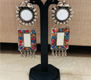 Oxidized Multi Color Mirror Earring