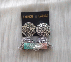 Oxidized Cute Silver Jhumkas