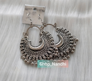 Oxidized Silver Hook Earring