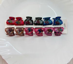 Small Size Floral Glitter Hair Claw