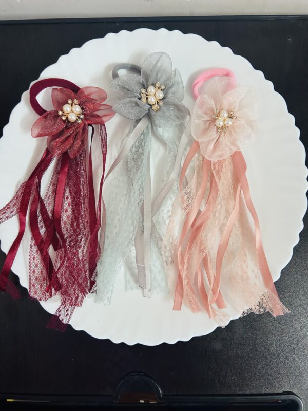 Multi Tassel Flower Hair Tie