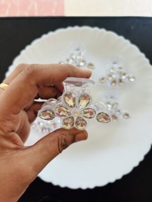 Medium White Stone Hair Claw